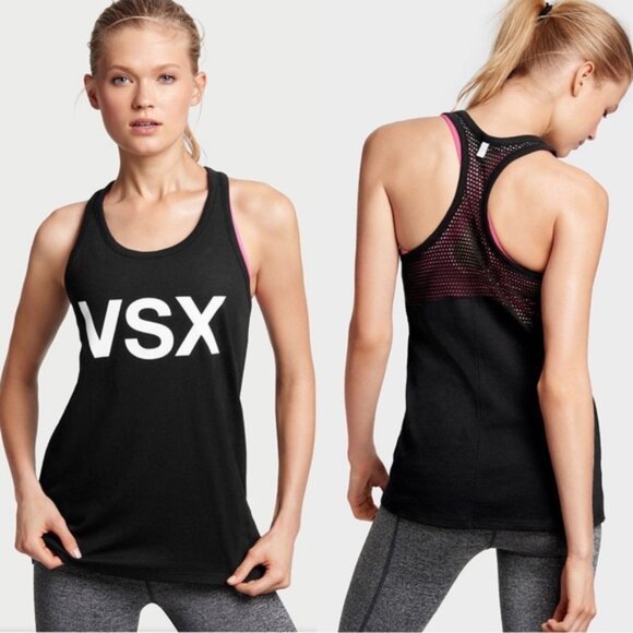Victoria's Secret Sport | Black & White VSX Racerback Workout Tank | Size Medium - Picture 1 of 9